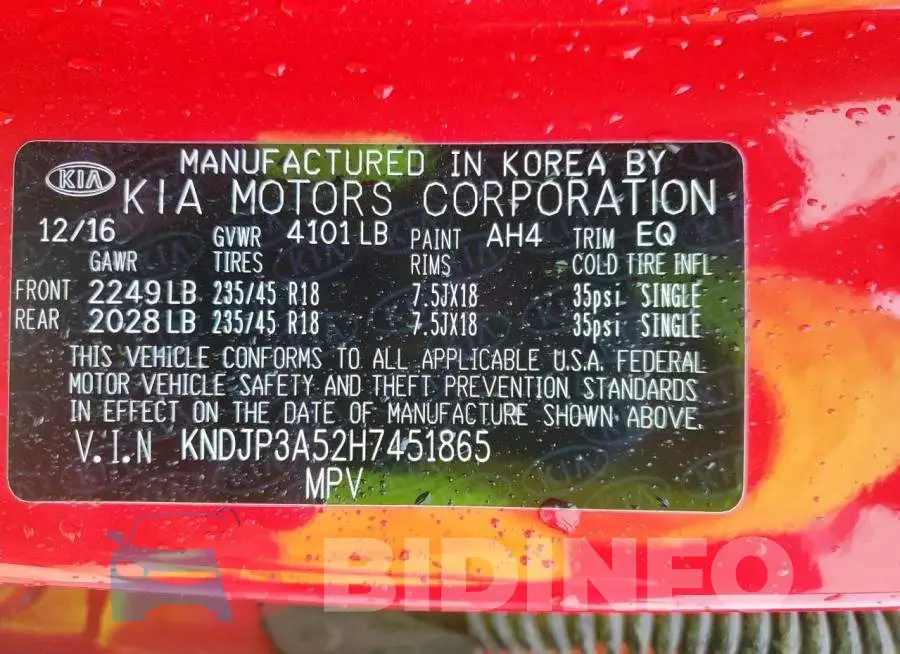 KNDJP3A52H7451865 Photo# 13