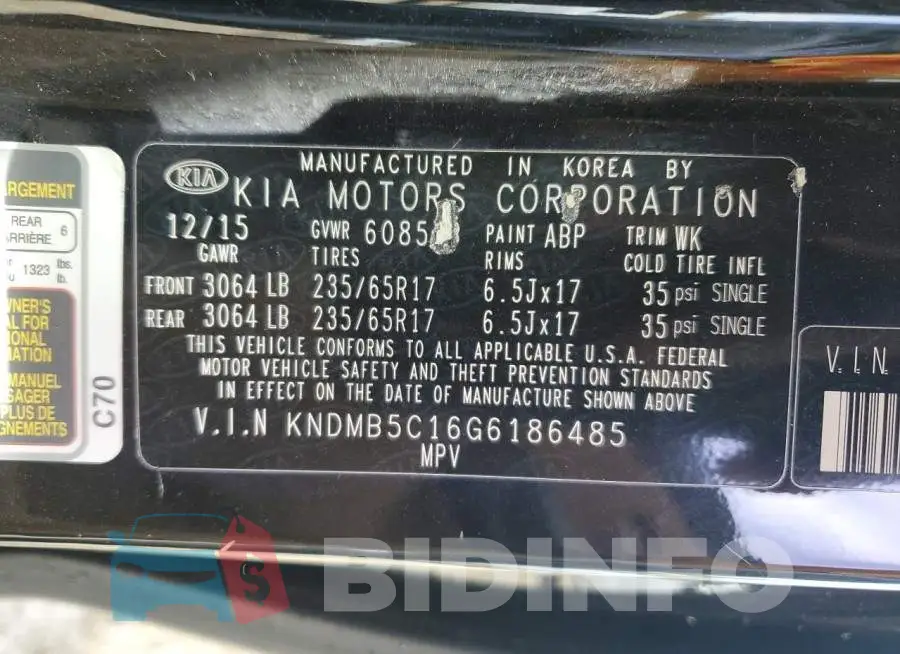 KNDMB5C16G6186485 Photo# 12