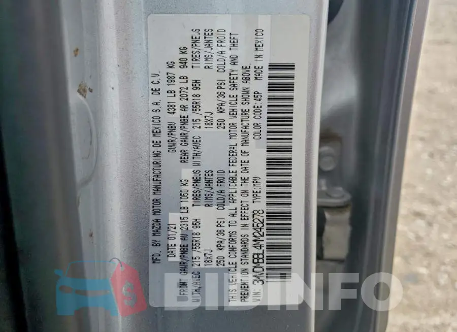 3MVDMBBL4MM245278 Photo# 13