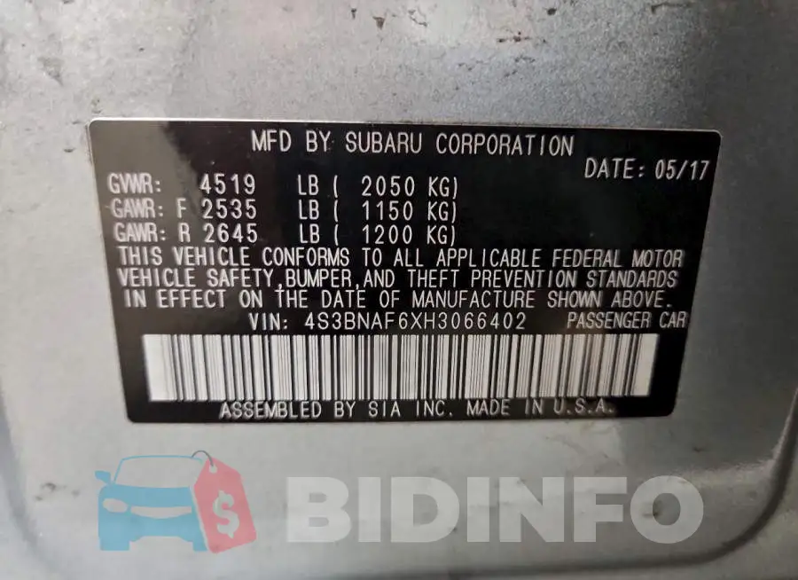 4S3BNAF6XH3066402 Photo# 12