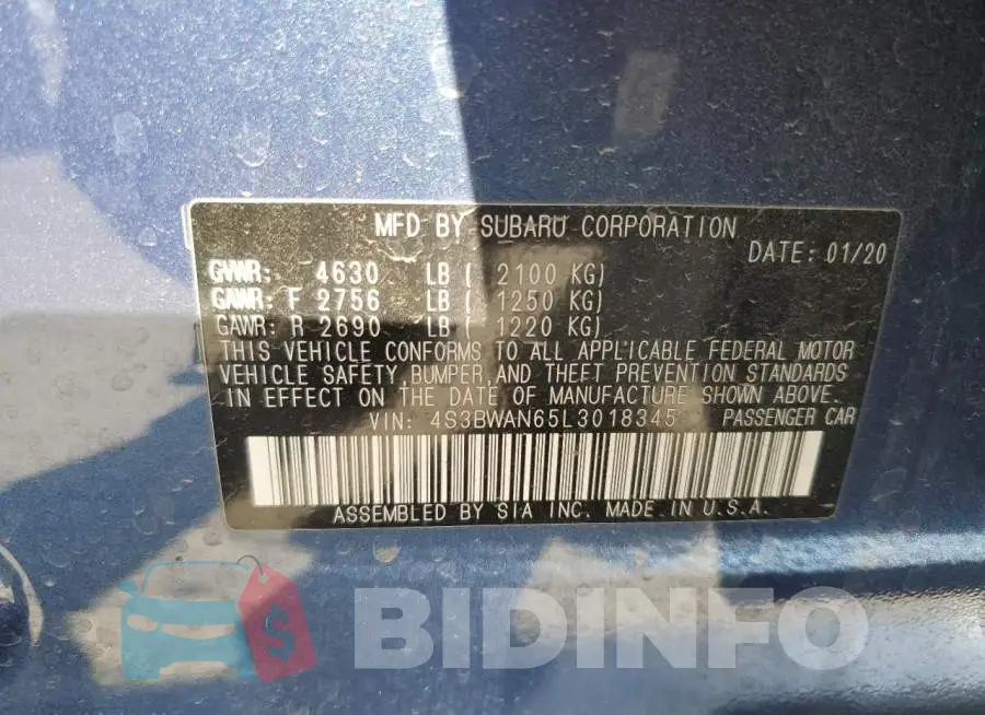 4S3BWAN65L3018345 Photo# 12