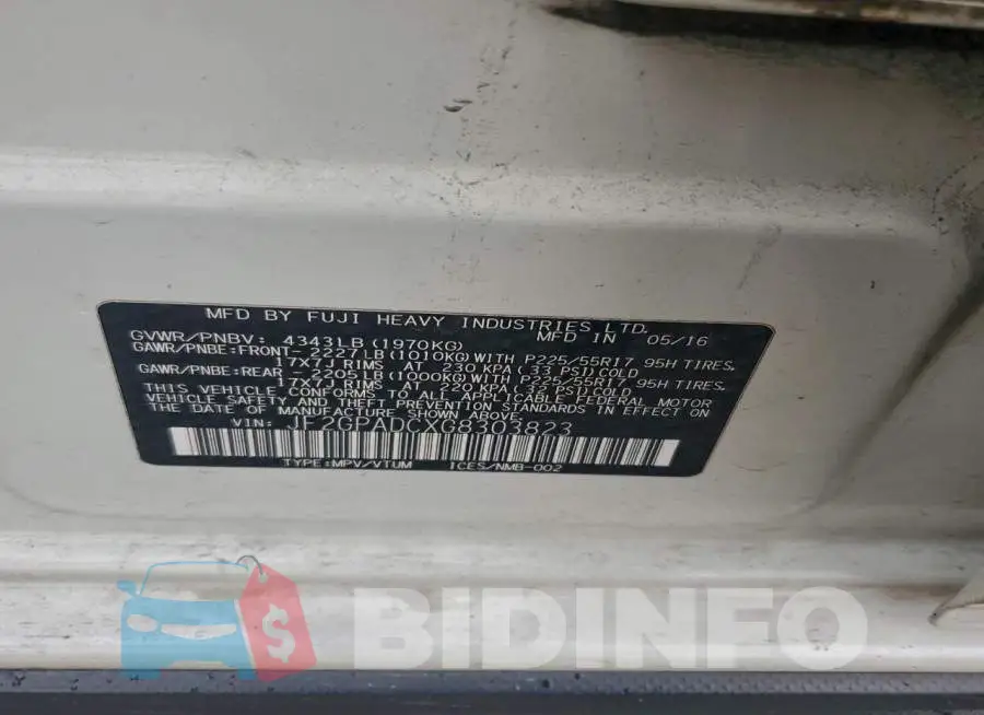 JF2GPADCXG8303823 Photo# 13