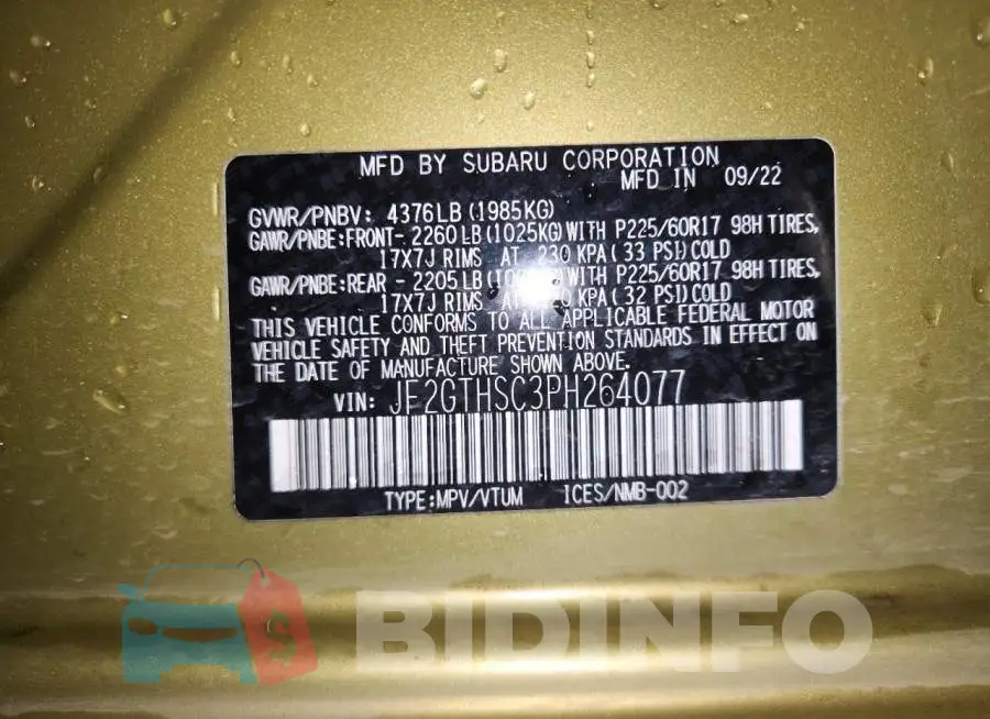 JF2GTHSC3PH264077 Photo# 13