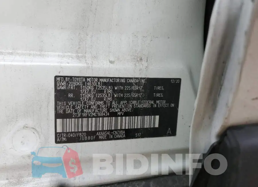2T3F1RFV2MC168434 Photo# 13