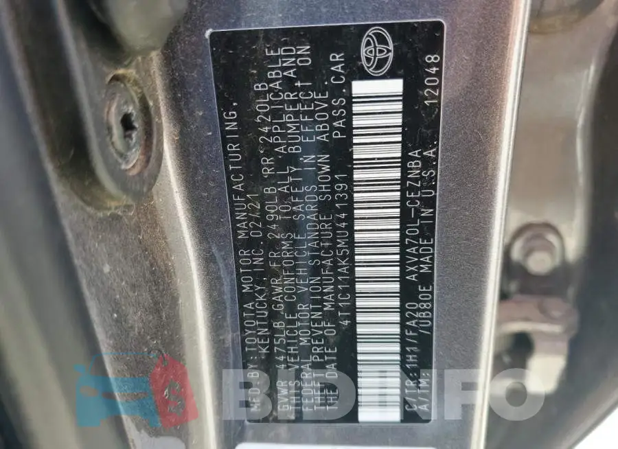 4T1C11AK5MU441391 Photo# 12