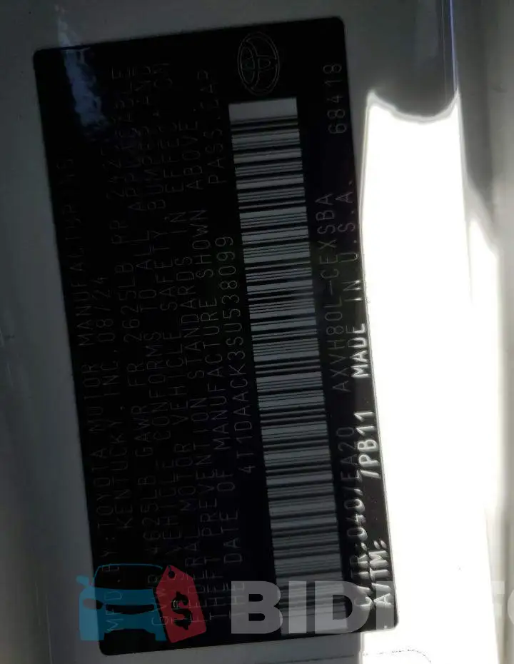 4T1DAACK3SU538099 Photo# 12