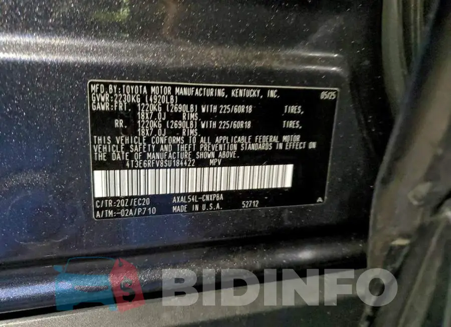 4T3E6RFV8SU184422 Photo# 12