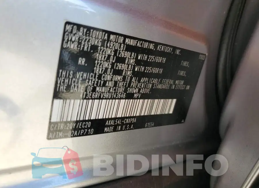 4T3E6RFV9RU143646 Photo# 14