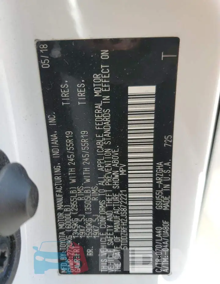 5TDDZRFH2JS872221 Photo# 13
