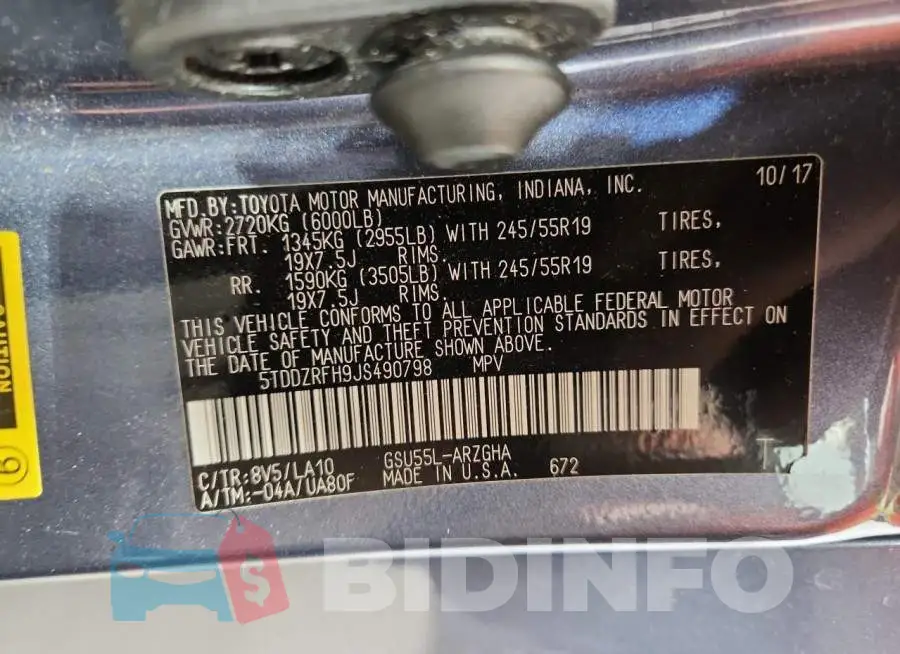 5TDDZRFH9JS490798 Photo# 13