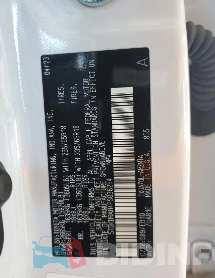 5TDKDRAH4PS036254 Photo# 13