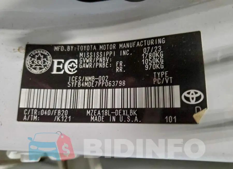 5YFB4MDE7PP063798 Photo# 12