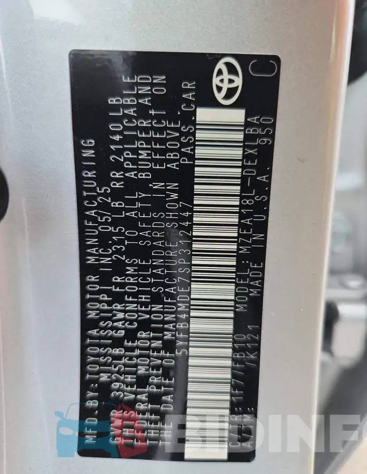 5YFB4MDE7SP312447 Photo# 12