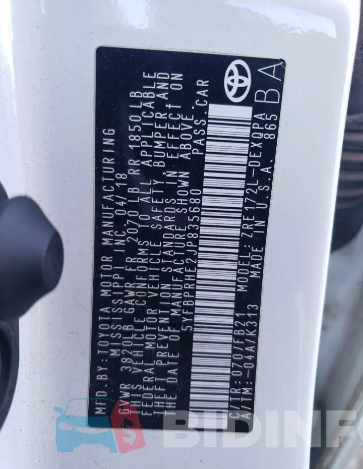 5YFBPRHE2JP835680 Photo# 12