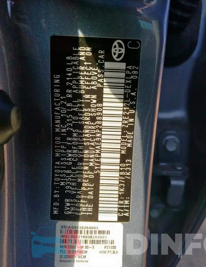 5YFEPMAE9NP288908 Photo# 12