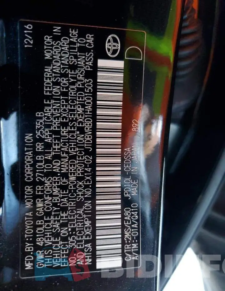 JTDBVRBD1HA001503 Photo# 12