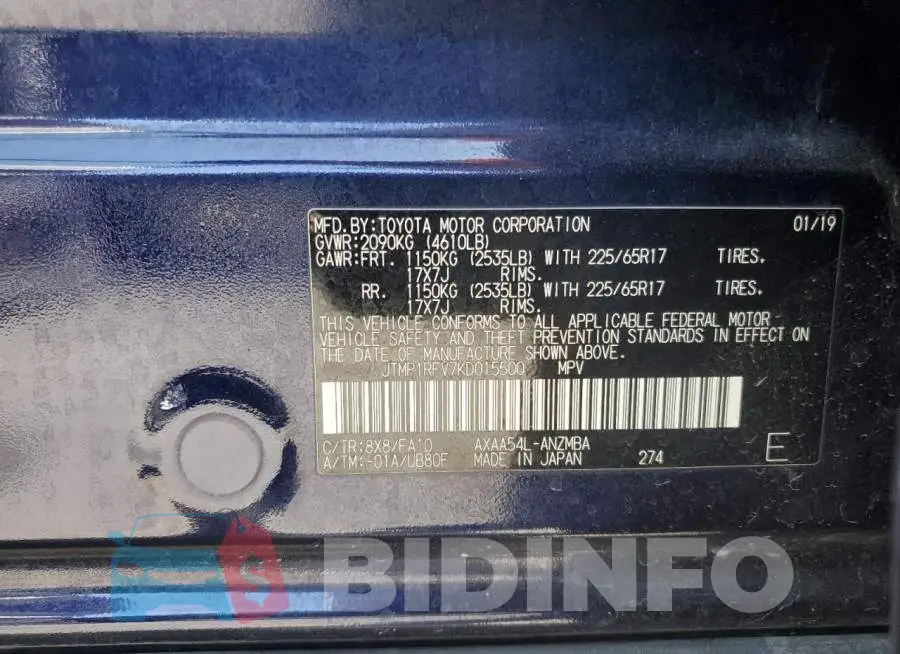 JTMP1RFV7KD015500 Photo# 14