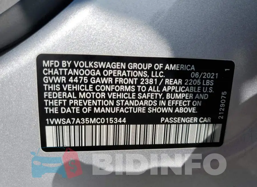 1VWSA7A35MC015344 Photo# 13