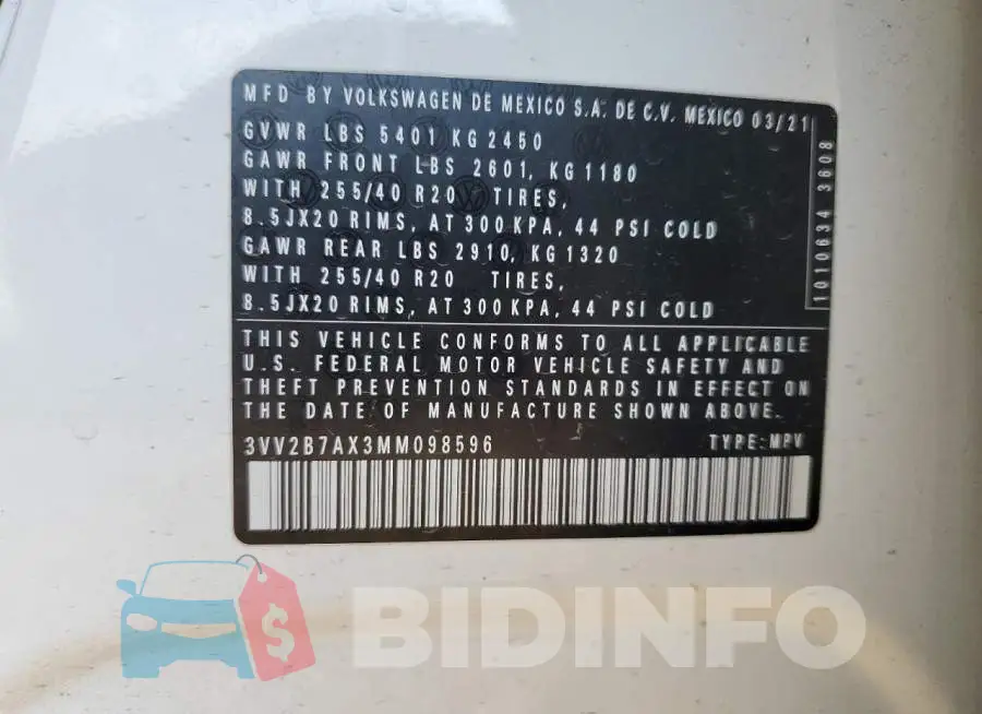 3VV2B7AX3MM098596 Photo# 12