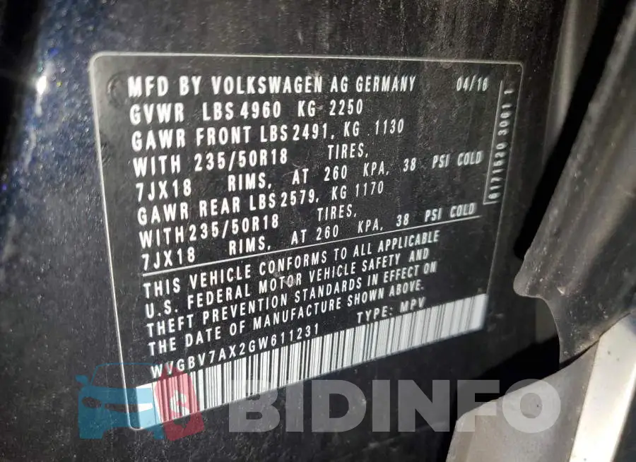 WVGBV7AX2GW611231 Photo# 13