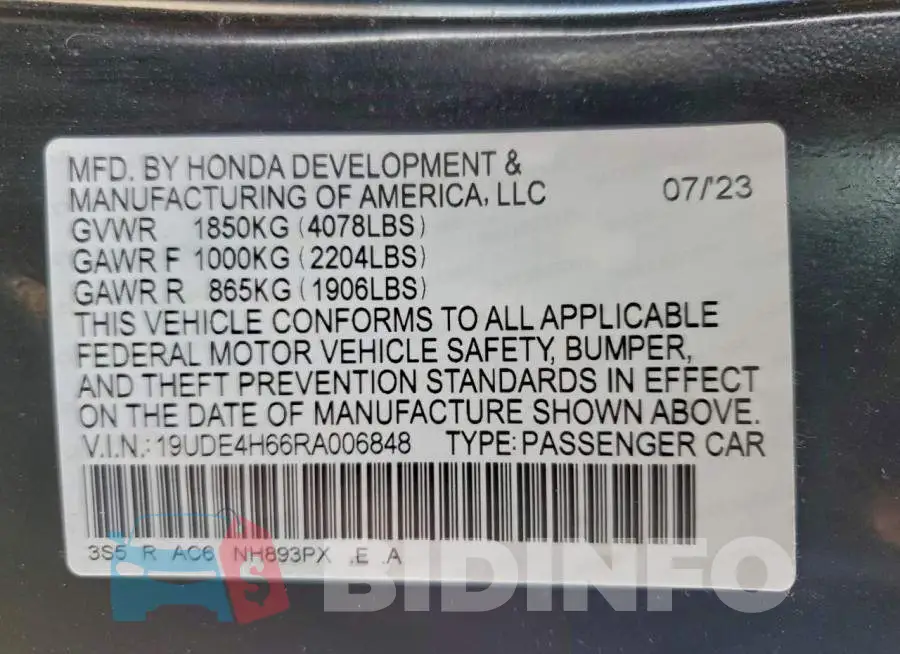 19UDE4H66RA006848 Photo# 12