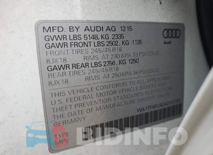 WA1TFAFL6GA014728 Photo# 12