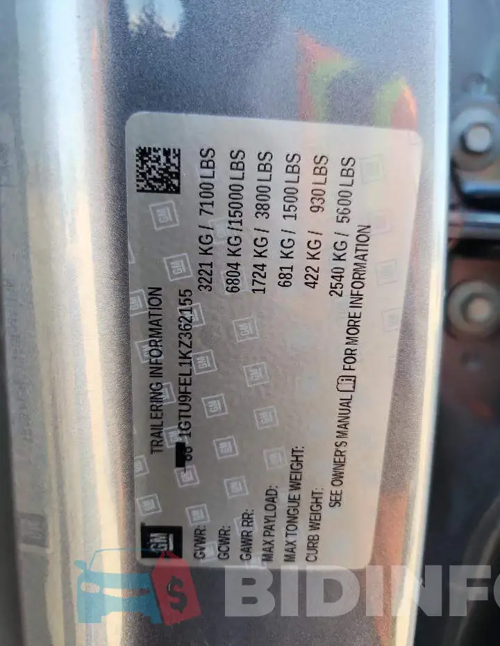 1GTU9FEL1KZ362155 Photo# 12