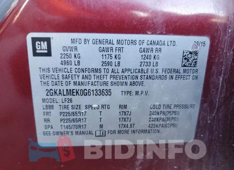2GKALMEK0G6133635 Photo# 14