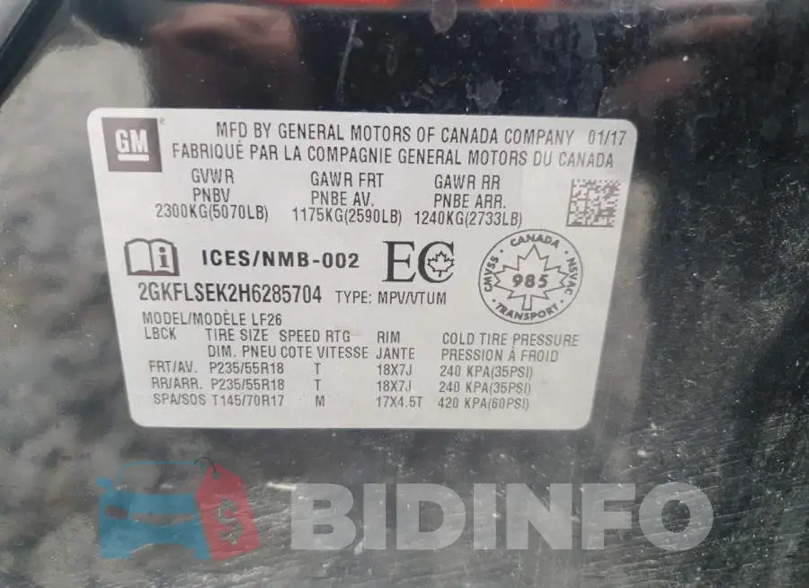2GKFLSEK2H6285704 Photo# 13