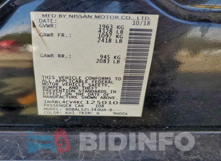 1N4BL4CV4KC125010 Photo# 12