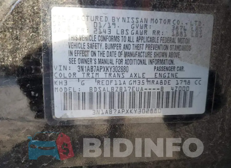 3N1AB7APXKY302880 Photo# 12