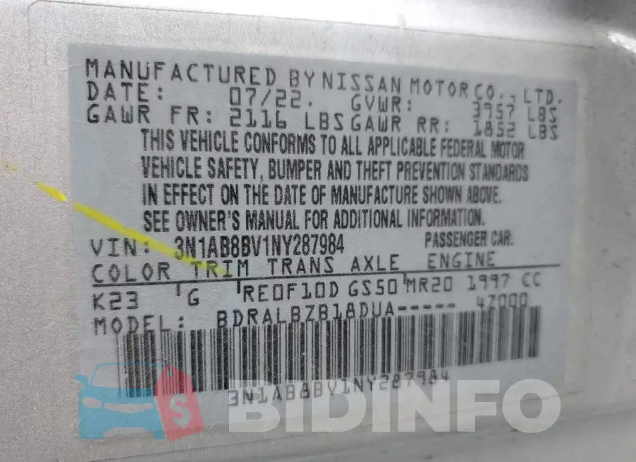 3N1AB8BV1NY287984 Photo# 12