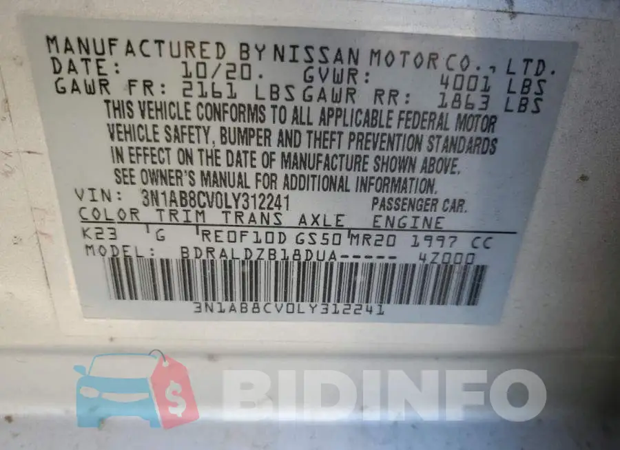 3N1AB8CV0LY312241 Photo# 12