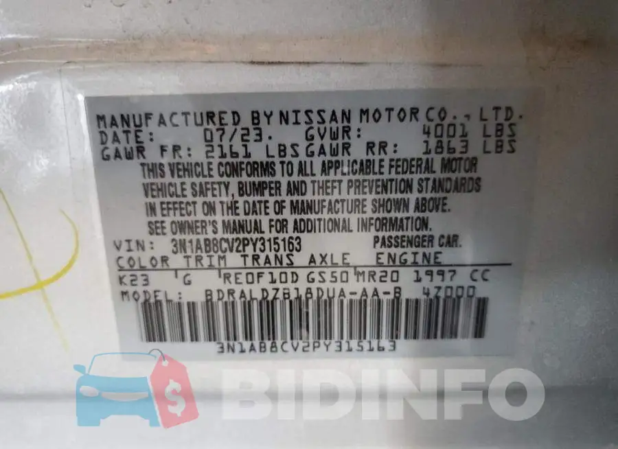 3N1AB8CV2PY315163 Photo# 12