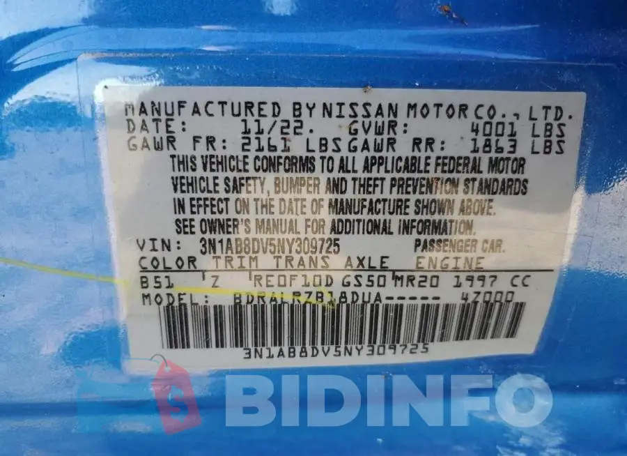 3N1AB8DV5NY309725 Photo# 13