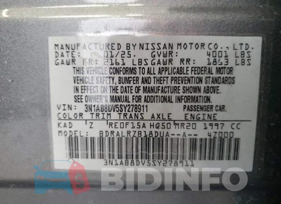 3N1AB8DV5SY278911 Photo# 12