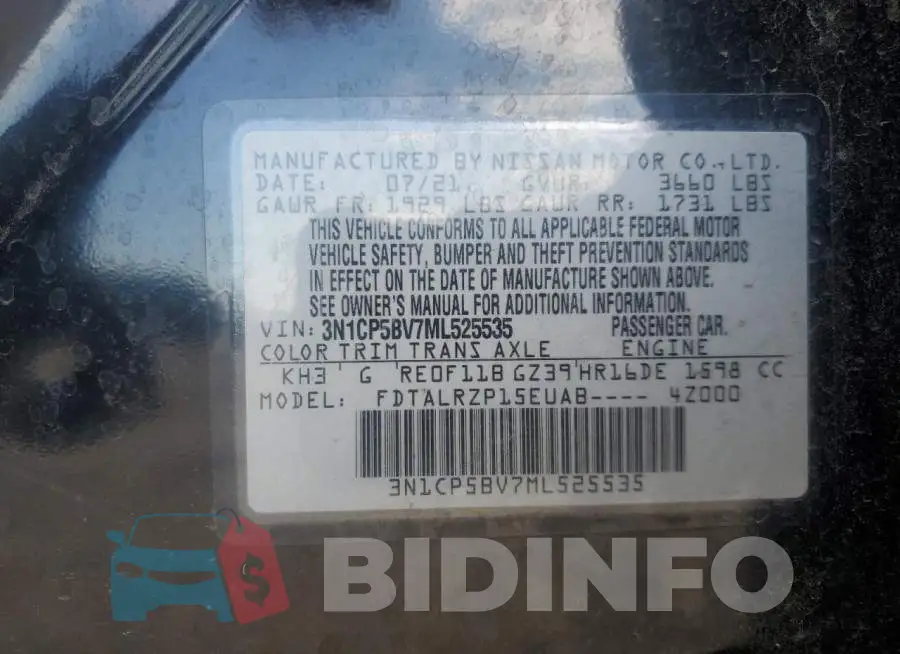 3N1CP5BV7ML525535 Photo# 13