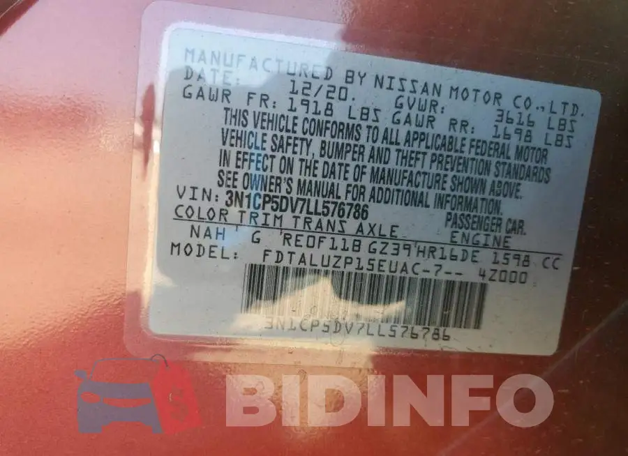 3N1CP5DV7LL576786 Photo# 12