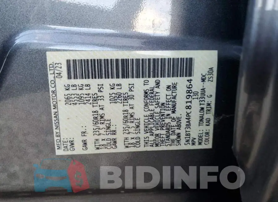 5N1BT3BA4PC819864 Photo# 12