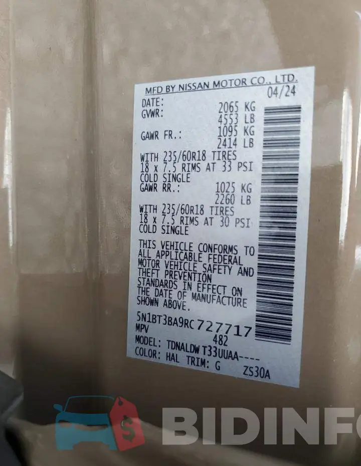 5N1BT3BA9RC727717 Photo# 14