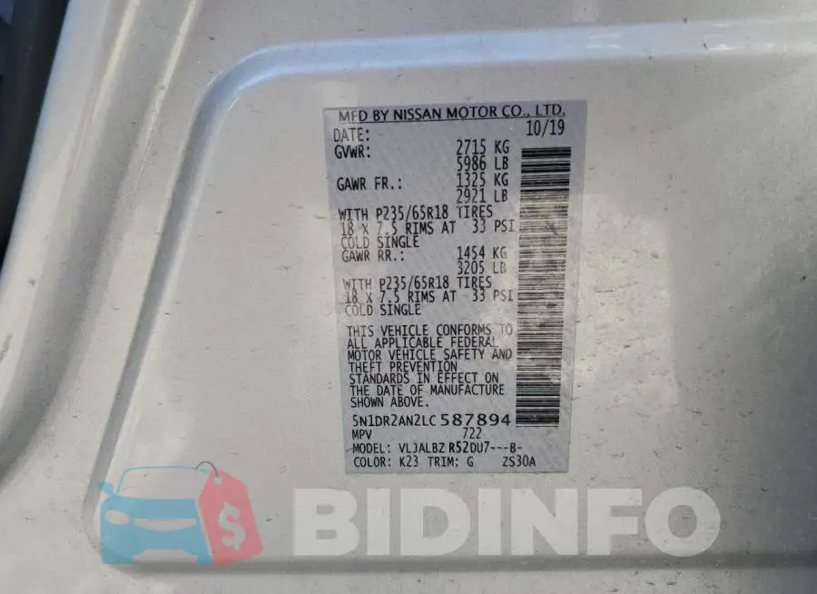 5N1DR2AN2LC587894 Photo# 14
