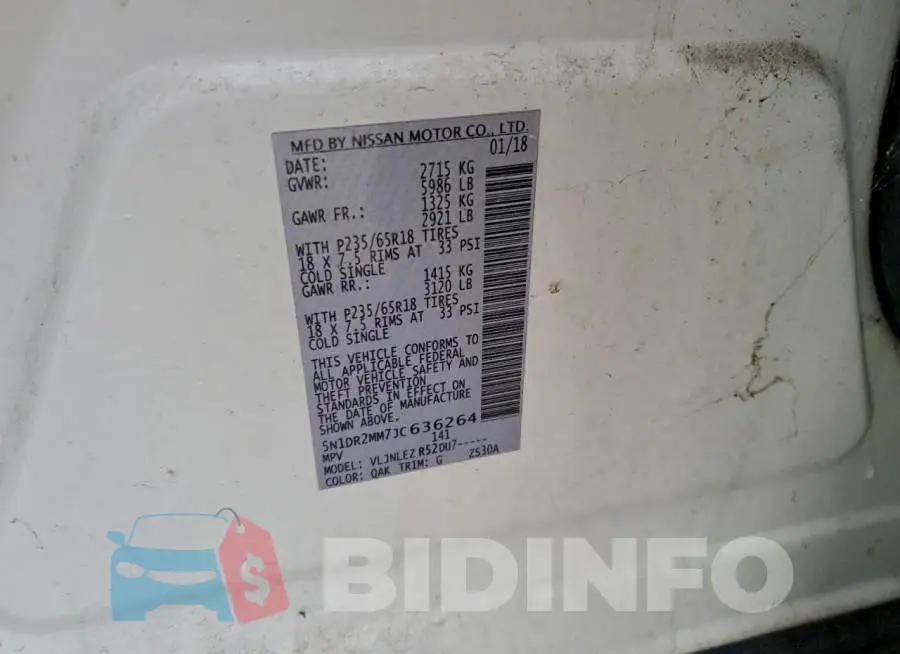 5N1DR2MM7JC636264 Photo# 13