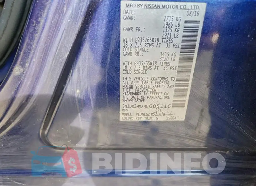 5N1DR2MMXHC605116 Photo# 14