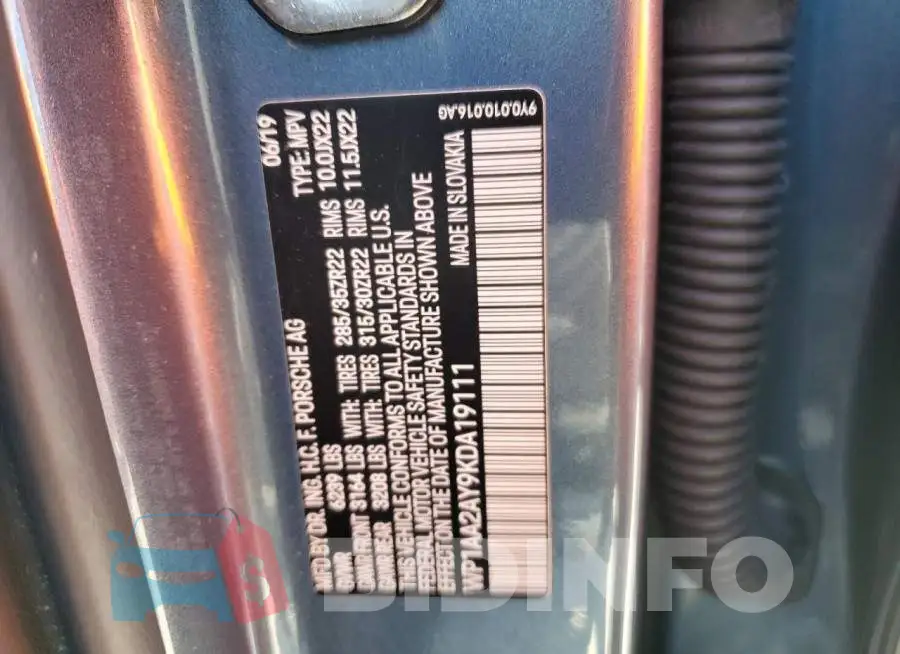 WP1AA2AY9KDA19111 Photo# 14