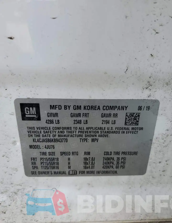 KL4CJASB6KB943770 Photo# 14