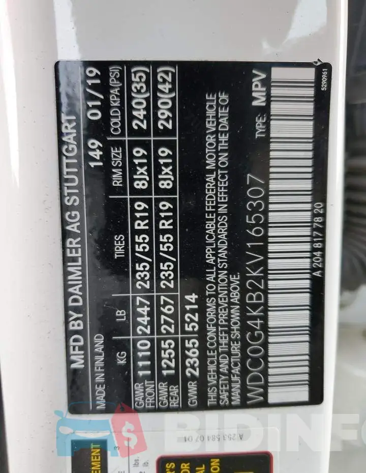 WDC0G4KB2KV165307 Photo# 14
