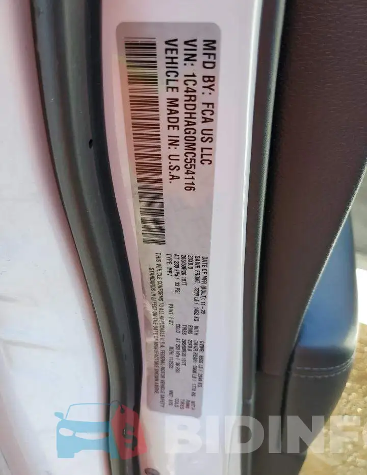 1C4RDHAG0MC554116 Photo# 13