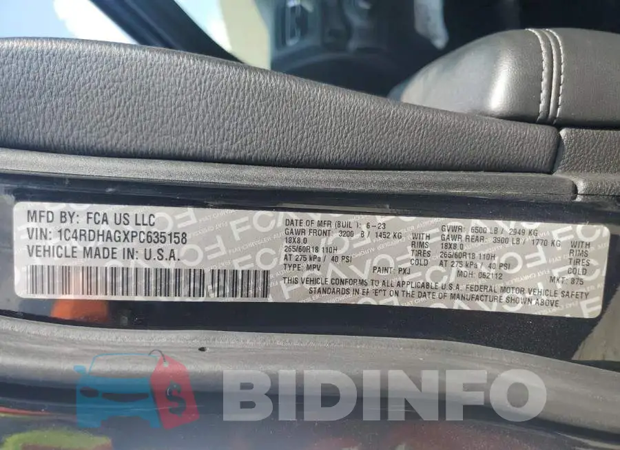 1C4RDHAGXPC635158 Photo# 14