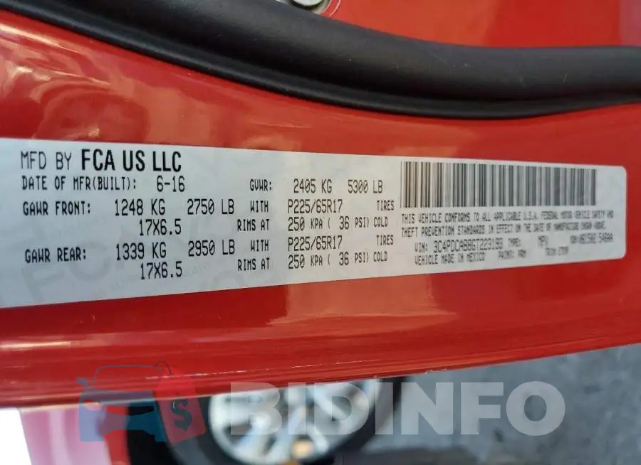 3C4PDCAB8GT223193 Photo# 13