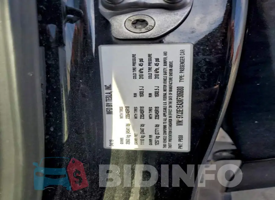 5YJ3E1EA3KF306880 Photo# 12